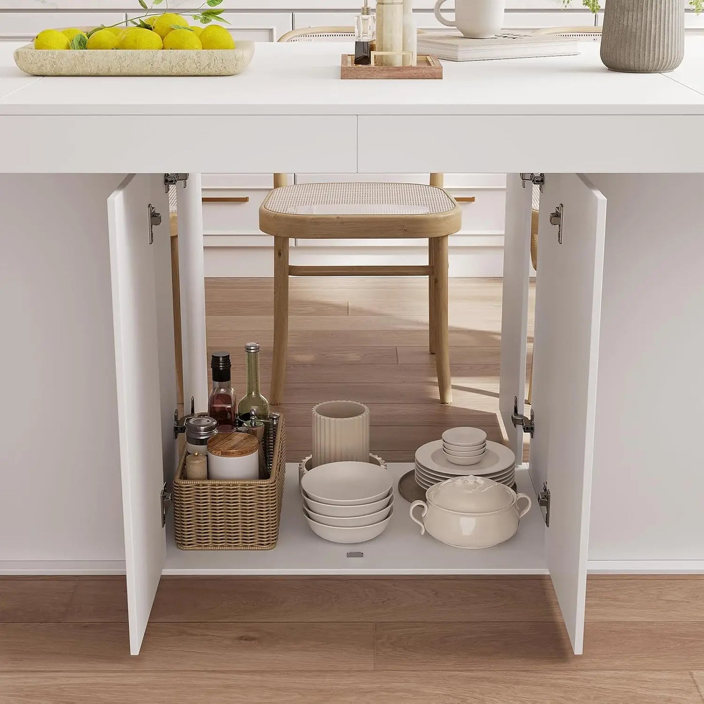 Counter Height Dining Table With Storage Cabinet