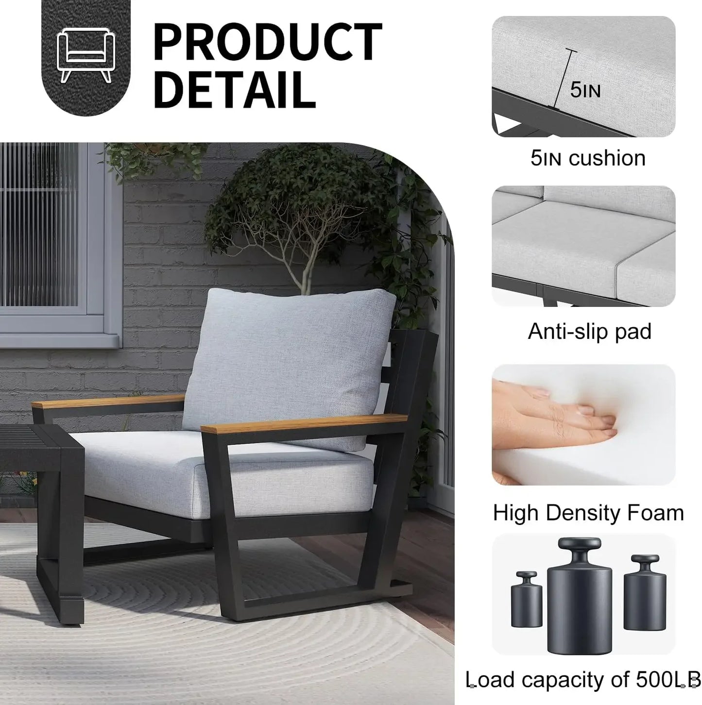 XMSJ Modern Patio Furniture Set Sectional Sofa With Coffee Table