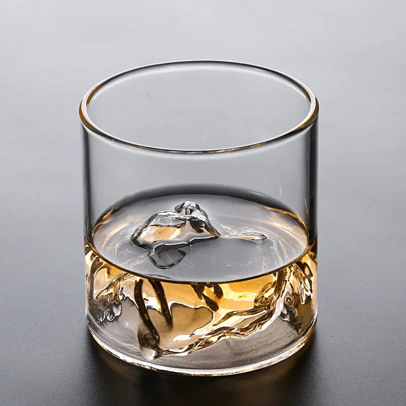 NONEDrinkware Glass Mountain Viewing Cup Mount Fuji Novelty Whiskey Cup