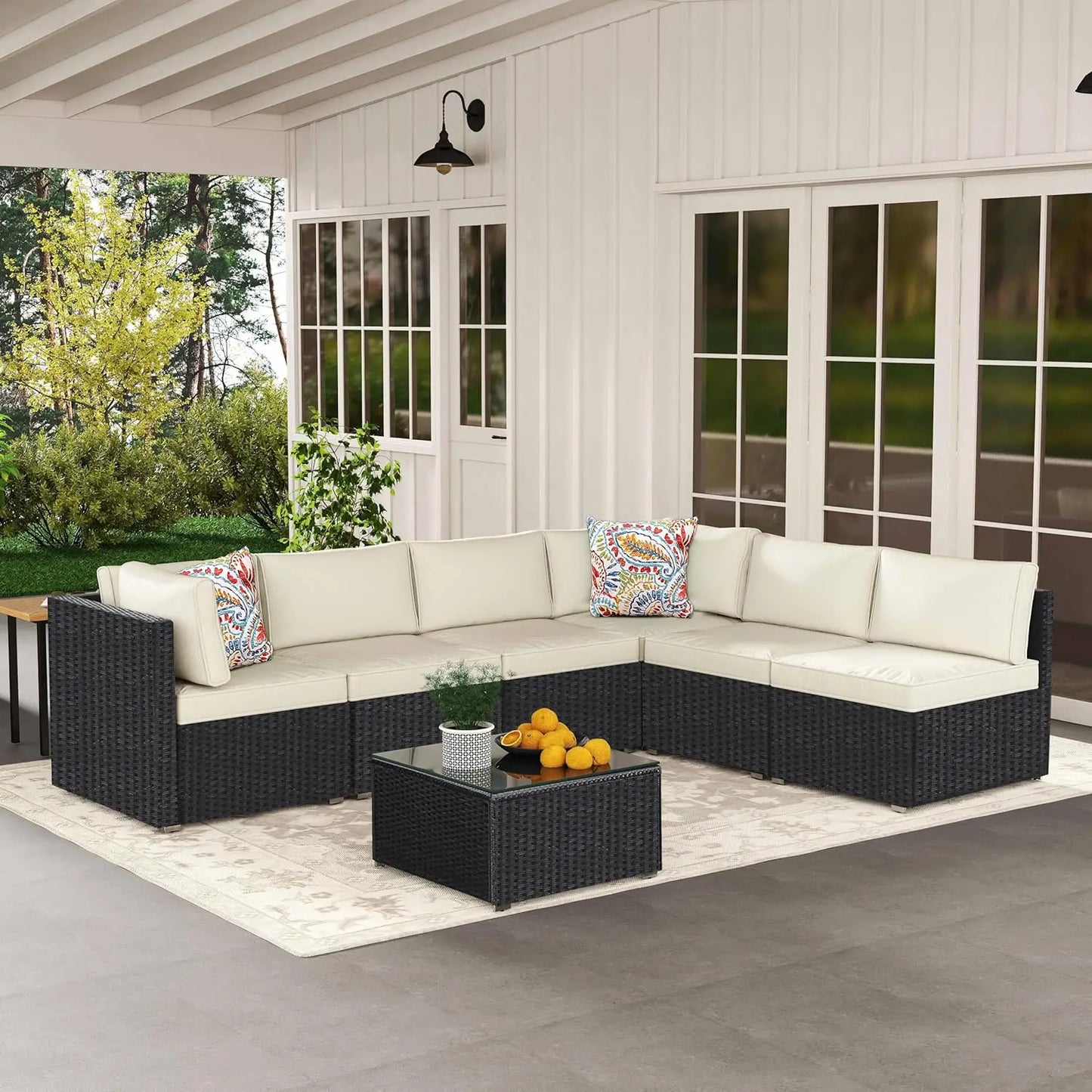 7 Piece Outdoor Patio Furniture Set Handwoven AllWeatherProofIndustrialGradeUltra Cushions