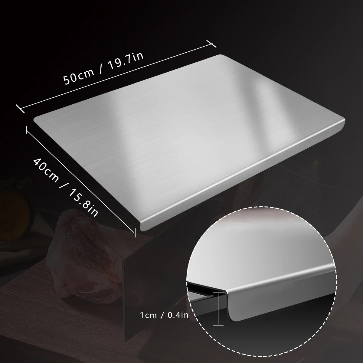 304 Stainless Steel Cutting Board Rolling Kitchen Prep Surface