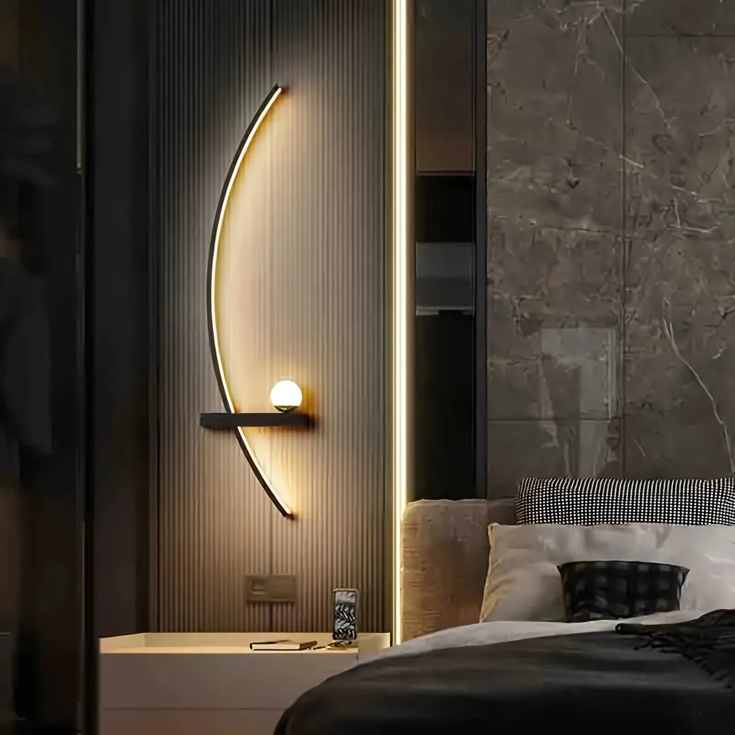 2 Pack Modern Arc LED Wall Lamp With Adjustable Arm For Indoor Bedroom Use Warm White 3000K