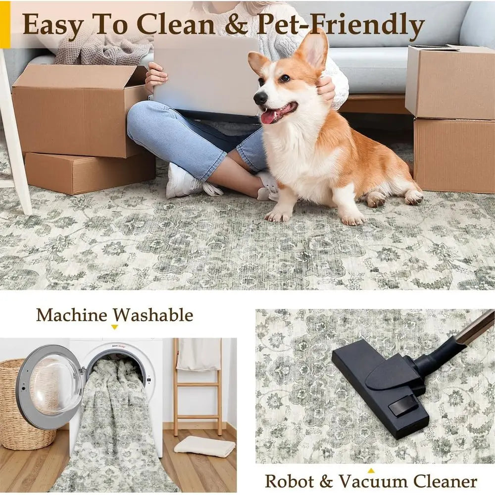 Polyester Area Rug Non Slip Washable For Living Room Bedroom