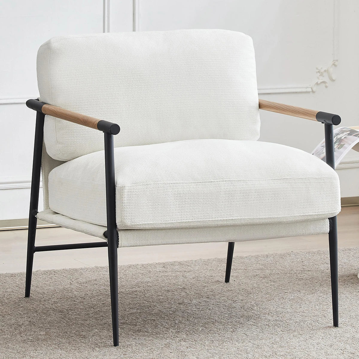 Todranic Chenille Accent Armchair Mid Century Modern Lounge Chair