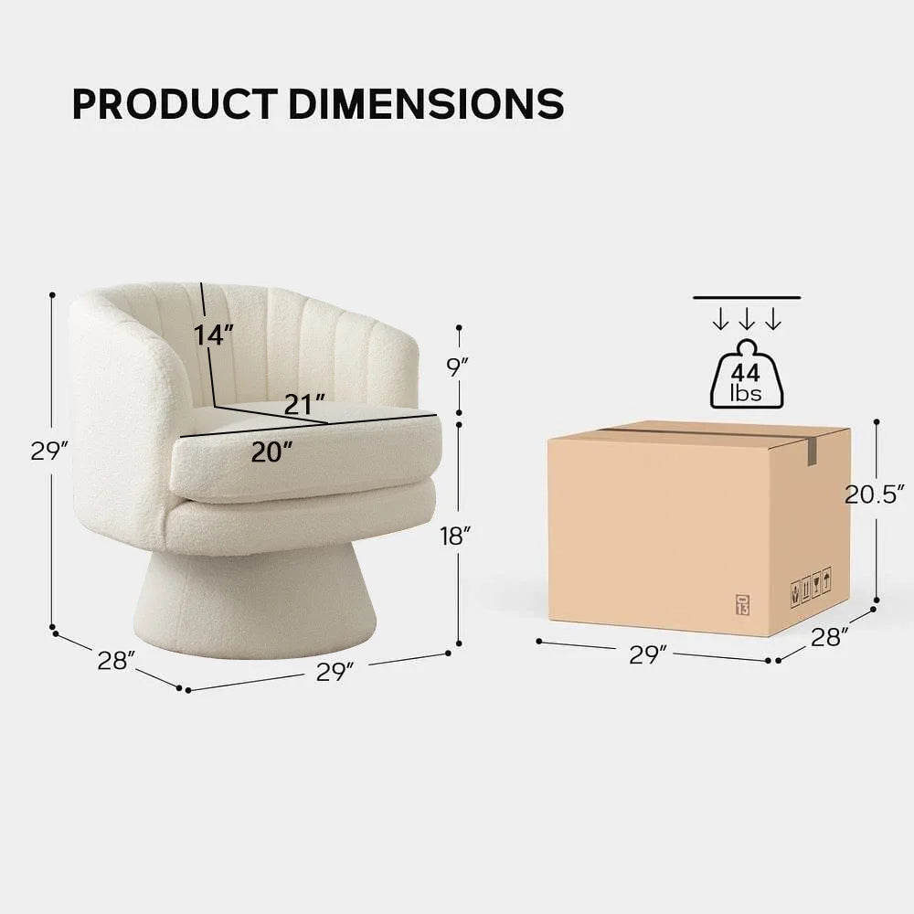 EBELLOC Swivel Barrel Chair With Armrest 360 Degree Rotation