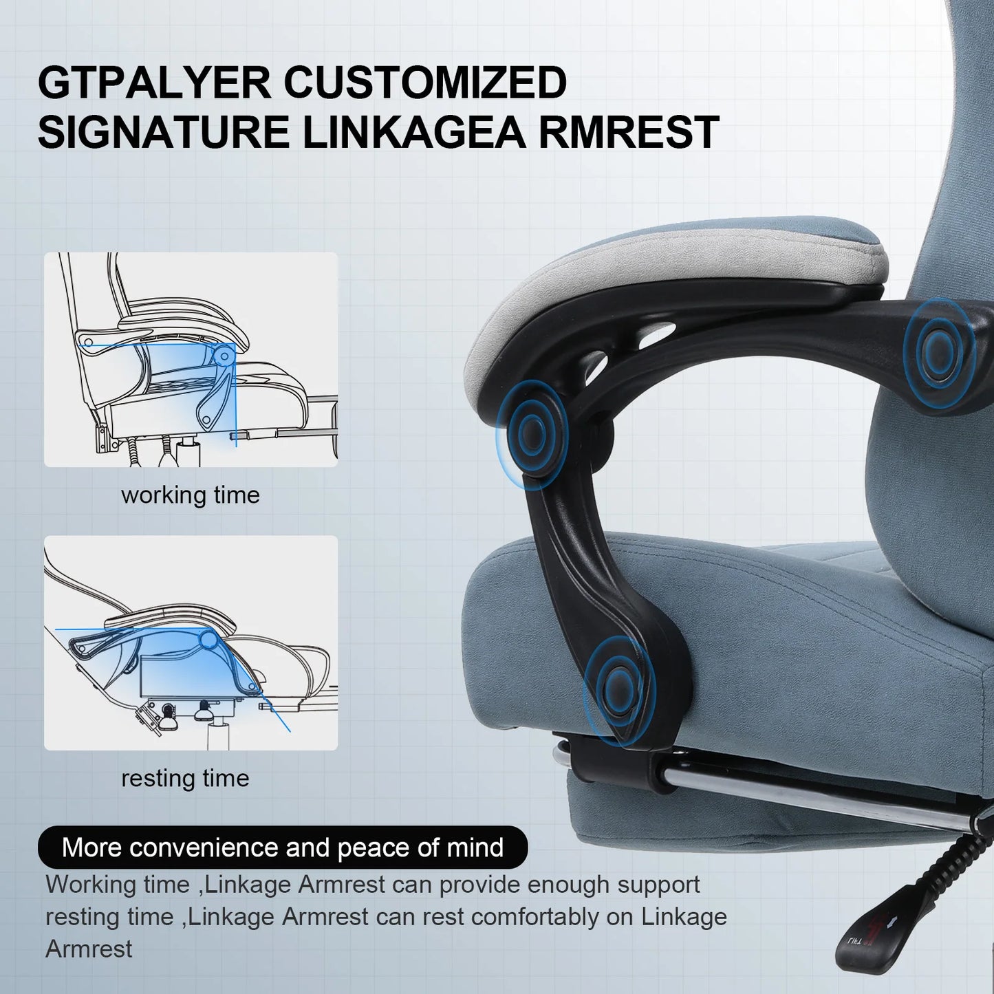 GTPLAYER Ergonomic Gaming Chair With Pocket Spring Cushion Armrests Footrest