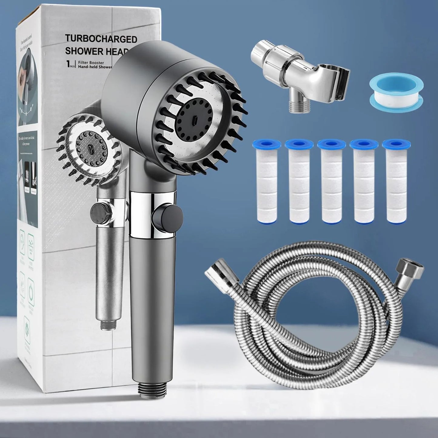 High Pressure Filtered Shower Head With Handheld 3 Spray Modes
