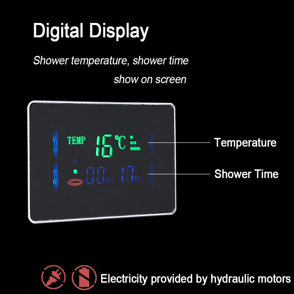 MYQualife LED Light Shower Panel Digital Display Waterfall Spa Jets