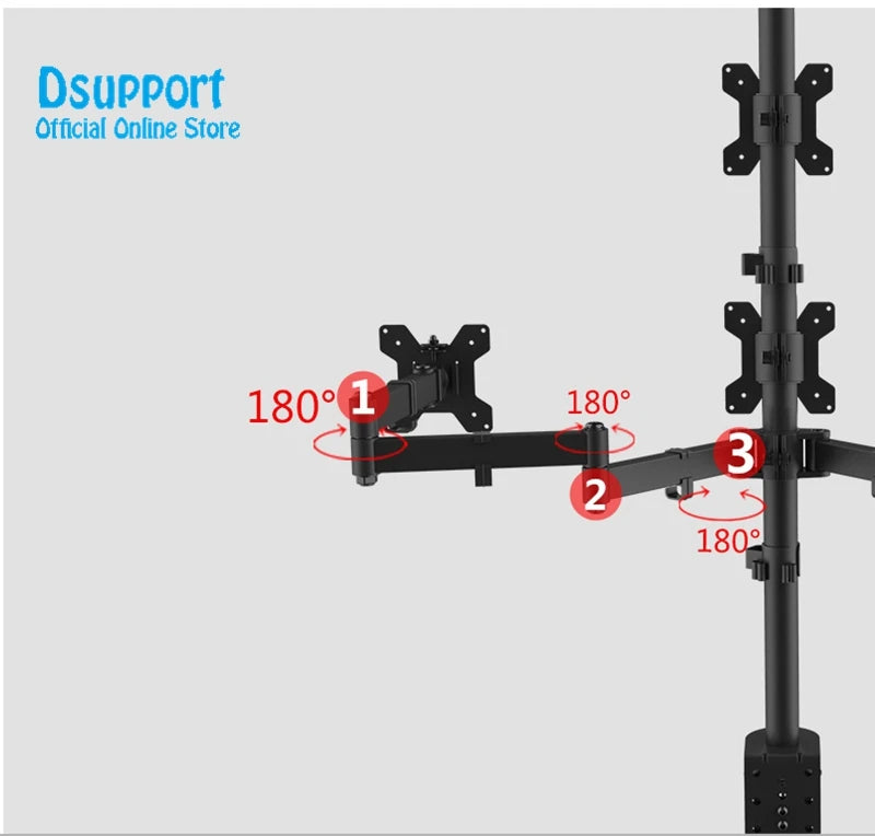 Dsupport Quad Arm Monitor Stand Desk Mount for Four Screens