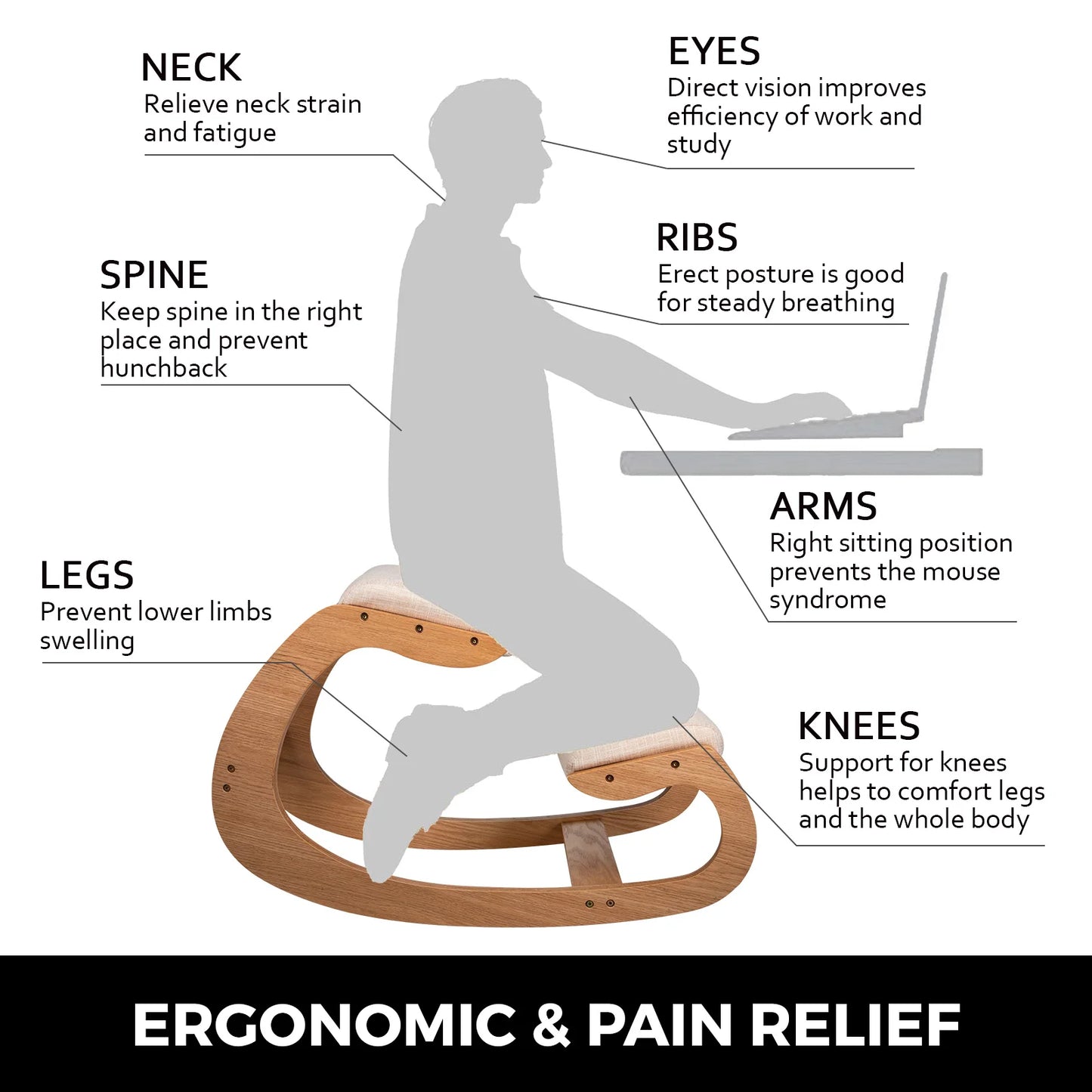 SucceBuy Ergonomic Kneeling Chair With UltraExtended CushionedSupport For Birch Office