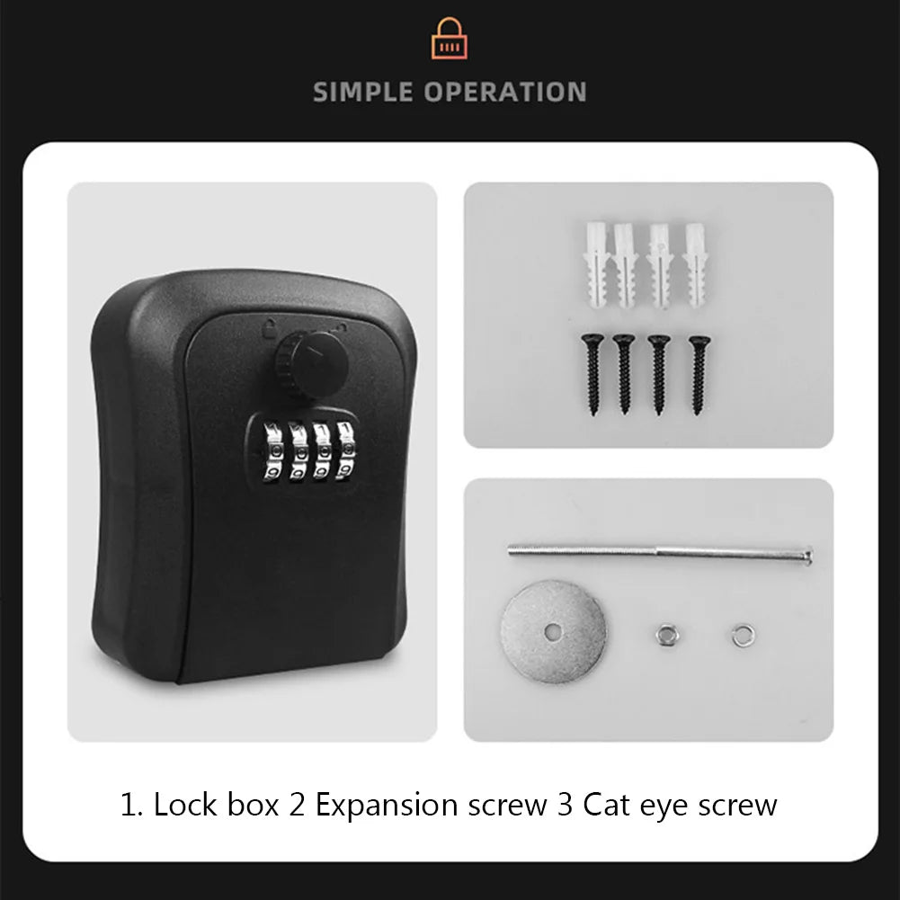 4 Digit Combination Lock Box Wall Mounted Key Safe