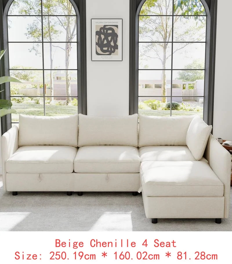 Modular Sectional Sofa Set With Storage For Living Room