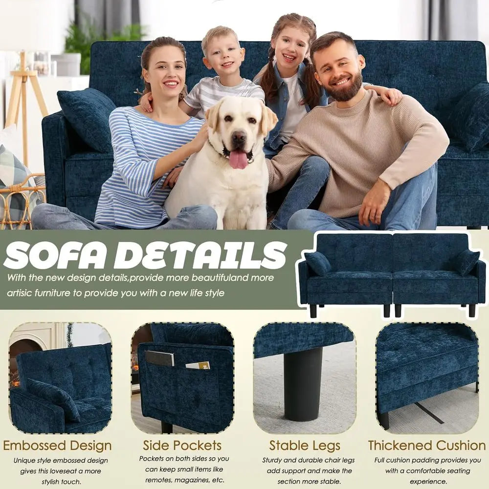 Convertible Sofa Bed With Adjustable Backrest For Living Rooms