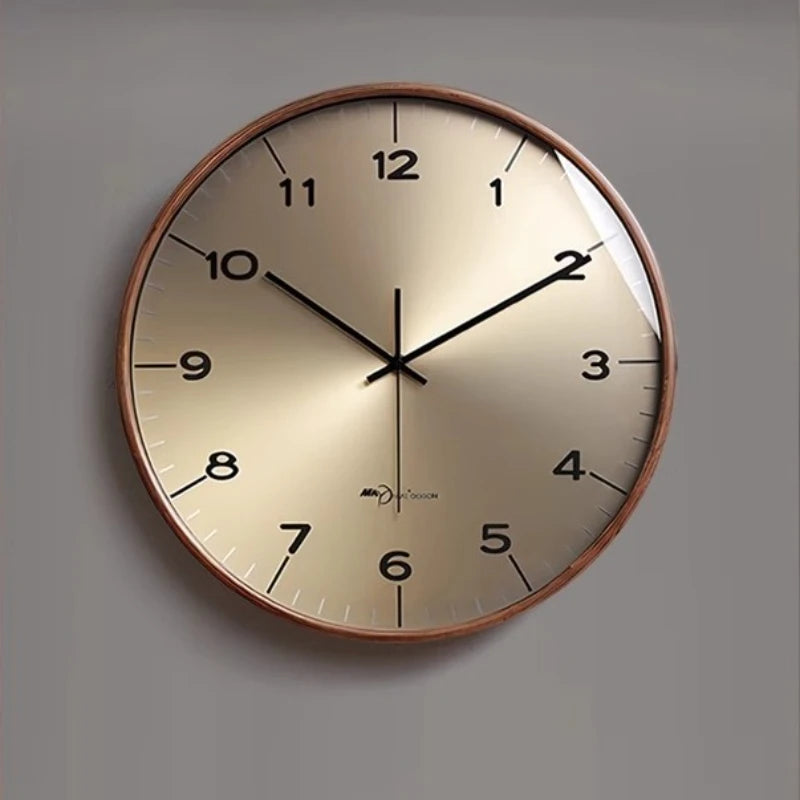 Solid Wood Modern Luxury Wall Clock For Living Room Decor