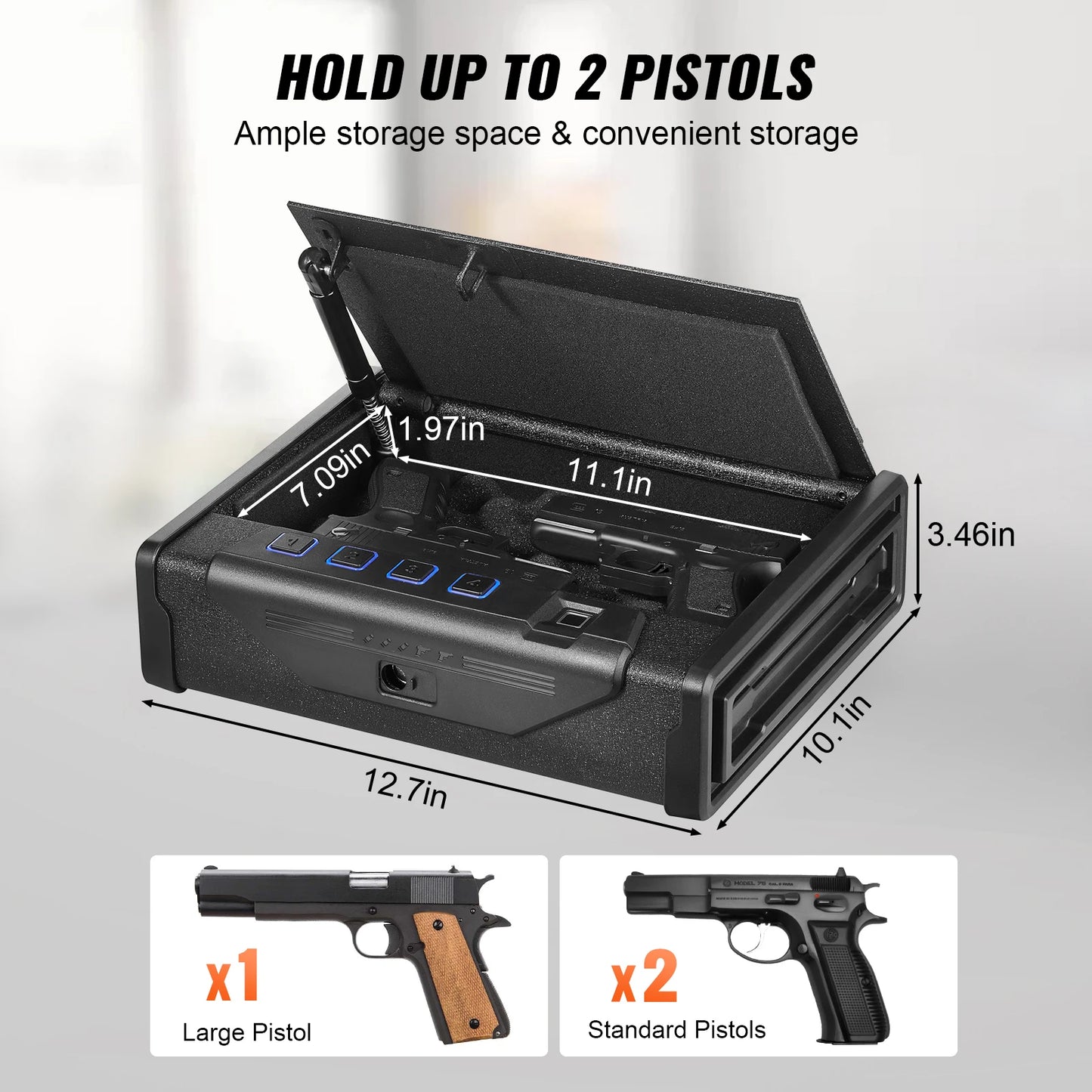 VEVOR Gun Safe Biometric 3-Way Quick Access Pistol Case