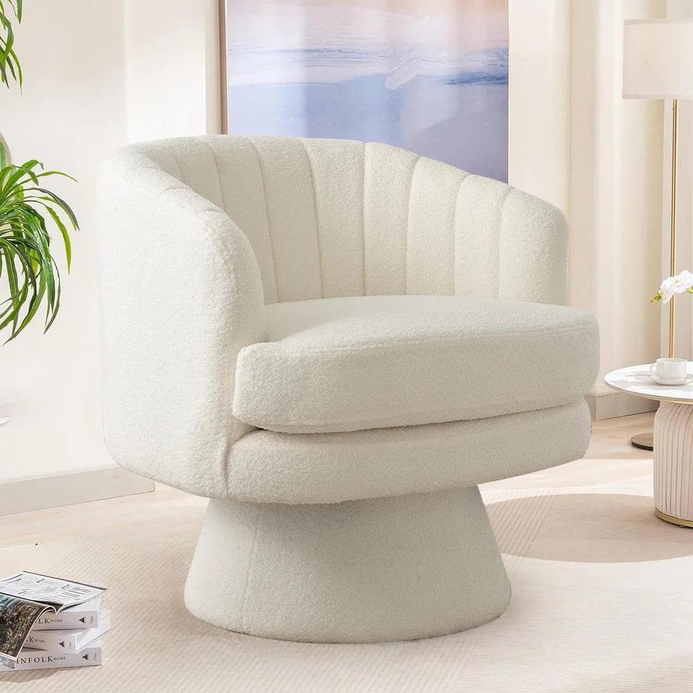EBELLOC Swivel Barrel Chair With Armrest 360 Degree Rotation
