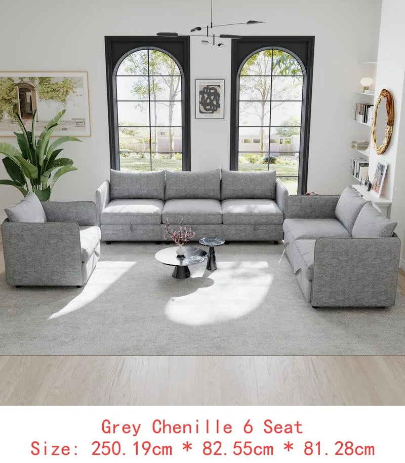 Modular Sectional Sofa Set With Storage For Living Room