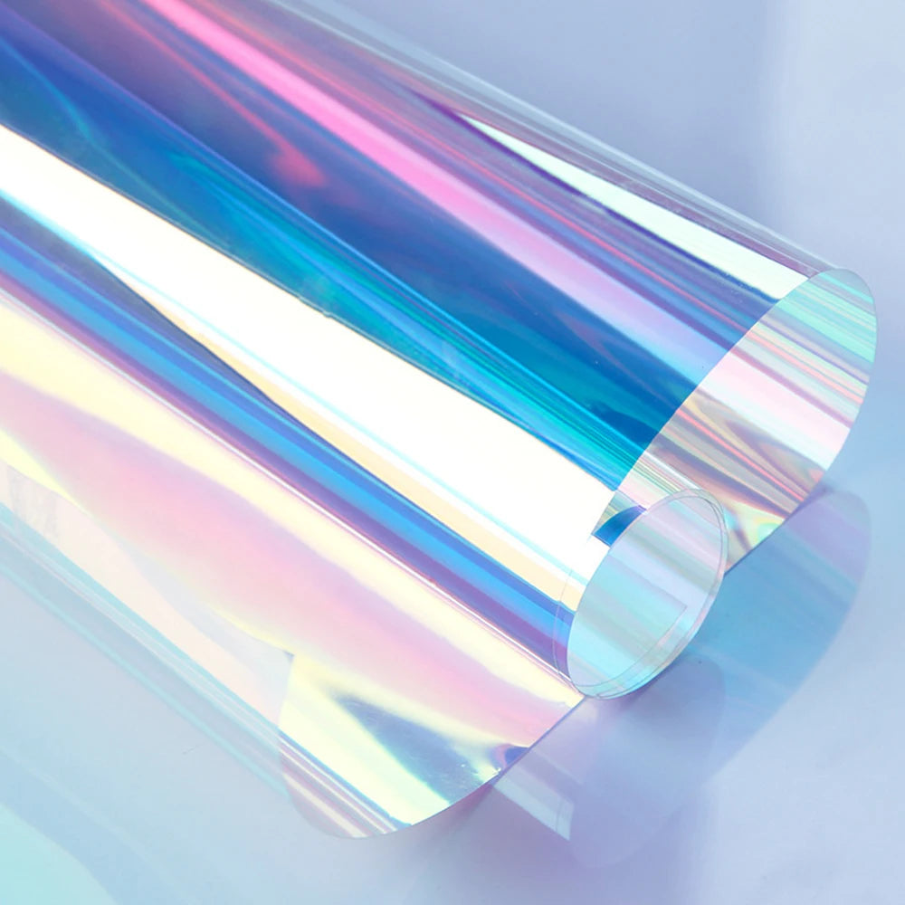 Holographic Window Film Iridescent Dichroic Vinyl Decorative Glass Sticker Self-Adhesive