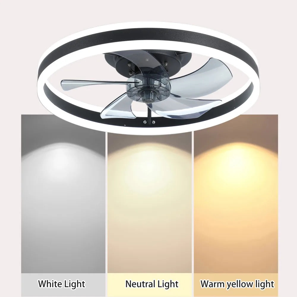 Gutoos Smart LED Ceiling Fan With Light App Remote Control Dimmable 6 Speeds For Living Room And Bedroom