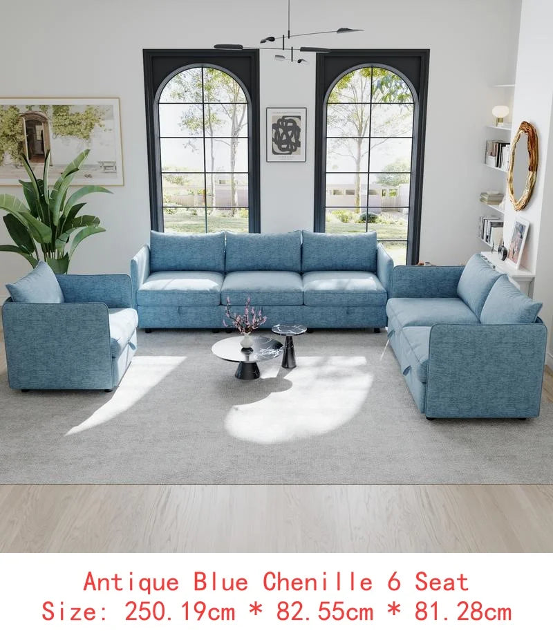 Modular Sectional Sofa Set With Storage For Living Room