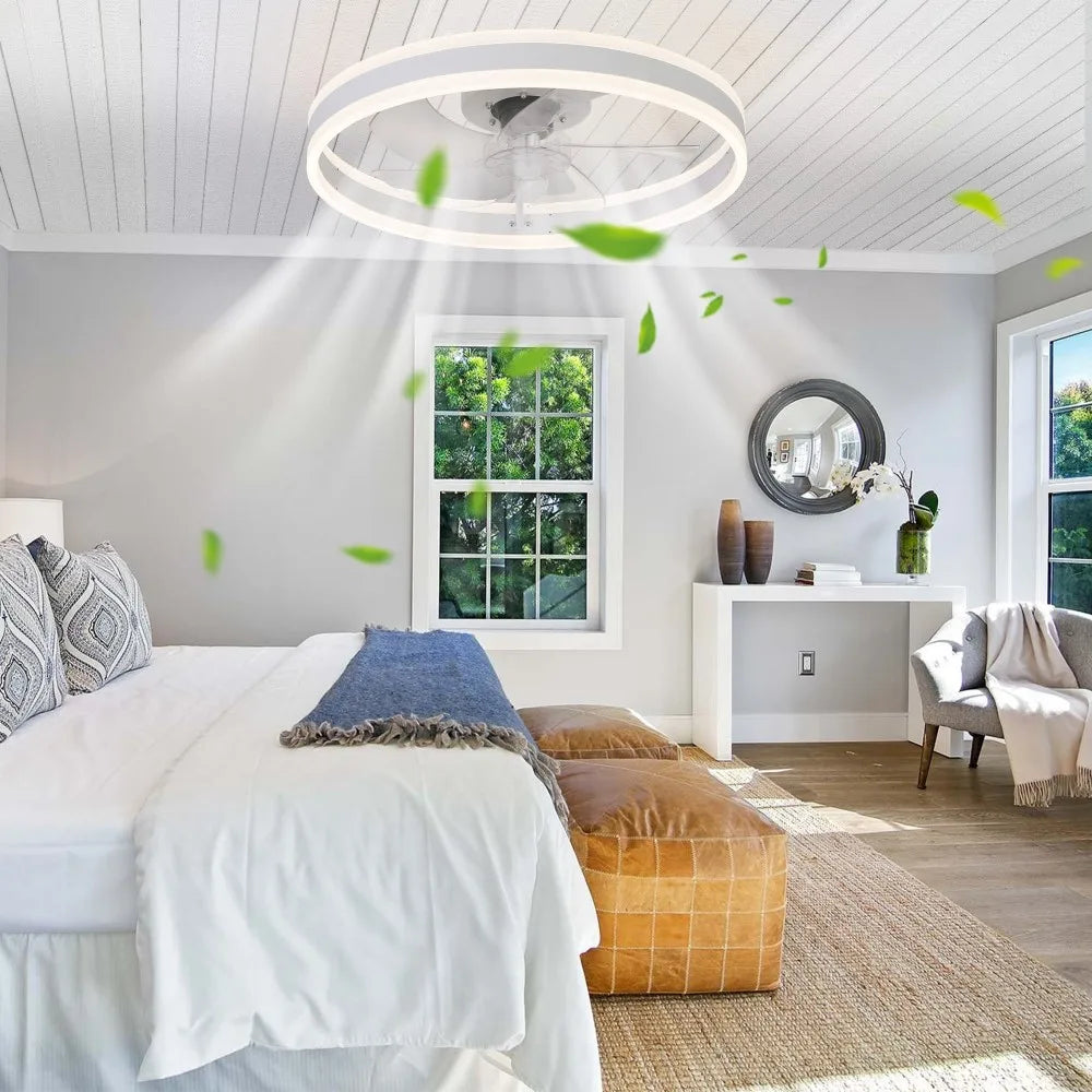 Gutoos Smart LED Ceiling Fan With Light App Remote Control Dimmable 6 Speeds For Living Room And Bedroom