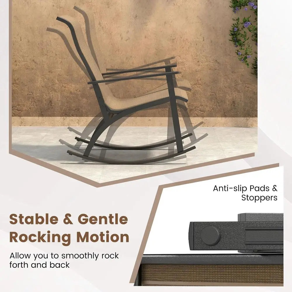 Outdoor Patio Rocking Set With 2 Chairs And Table