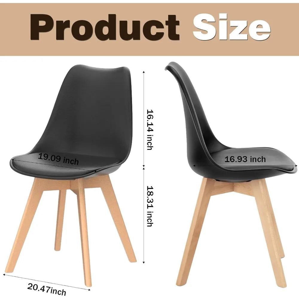 Mid-Century Modern Dining Chairs Set Of 4 With Wood Legs