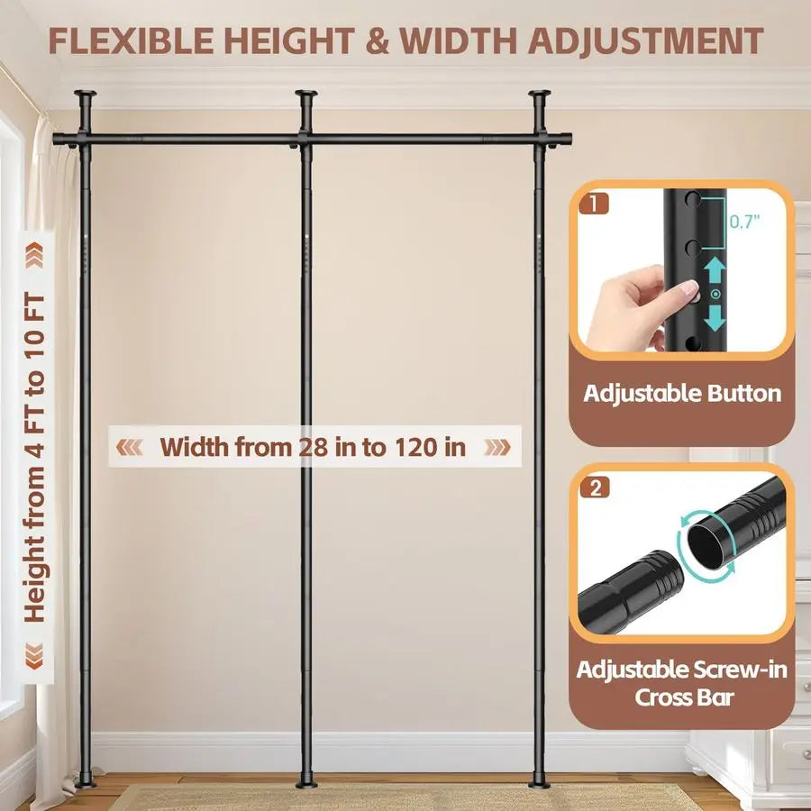 No Drill Divider Curtain Rod For Room Separation Adjustable Portable