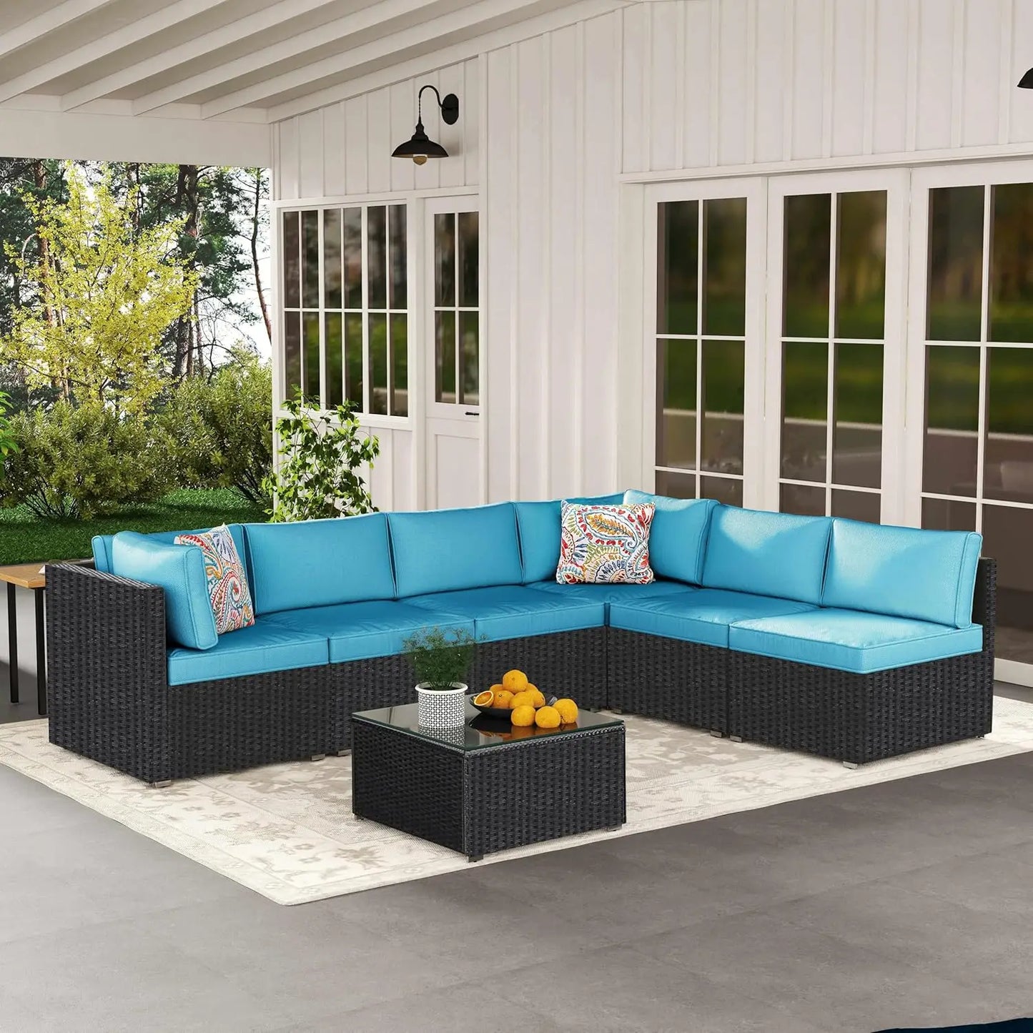 7 Piece Outdoor Patio Furniture Set Handwoven AllWeatherProofIndustrialGradeUltra Cushions