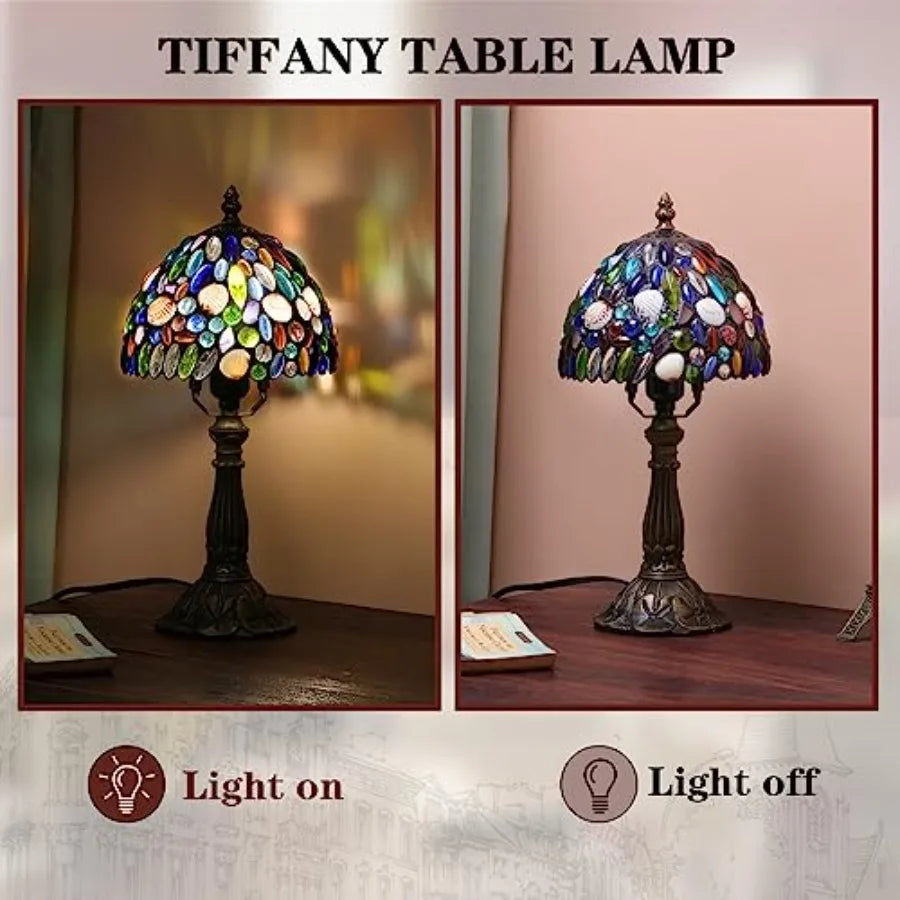 Tiffany Style Stained Glass Table Lamp With Adjustable Brightness
