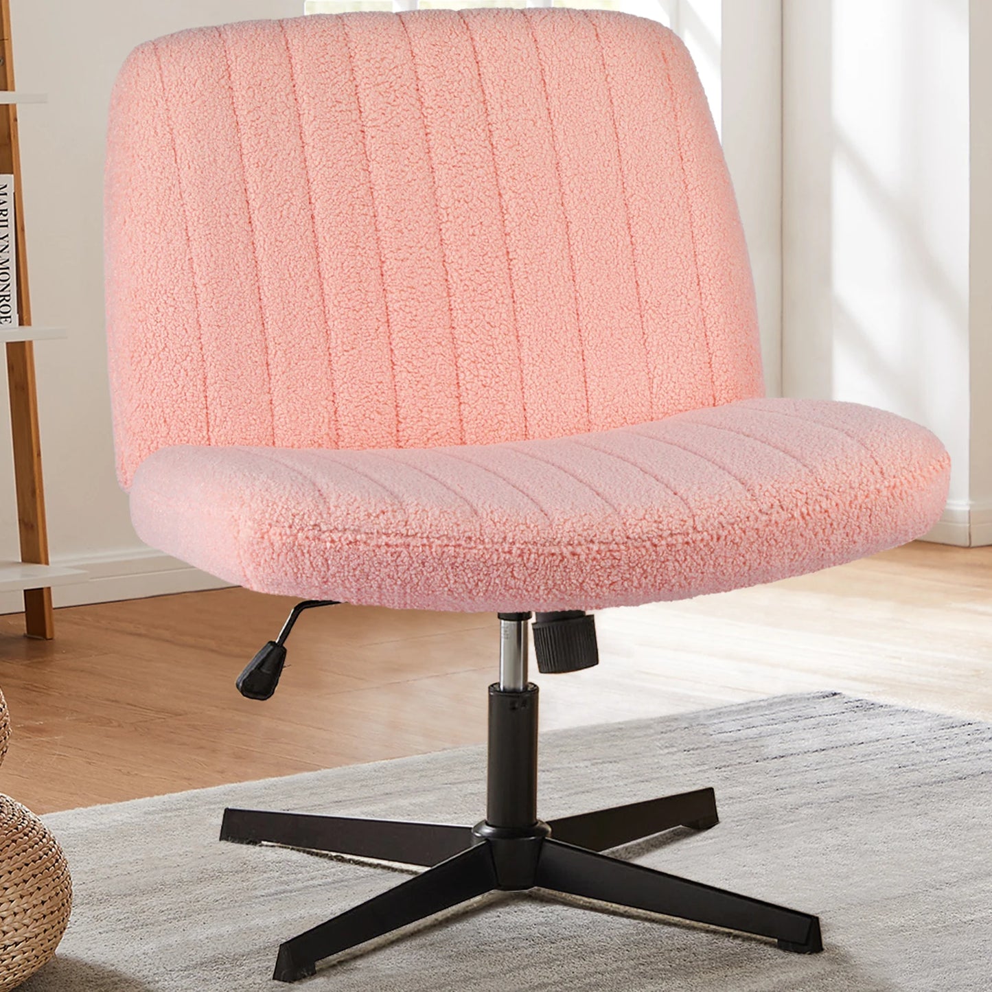 JHK Cross Legged Office Chair Rocking Swivel Fabric