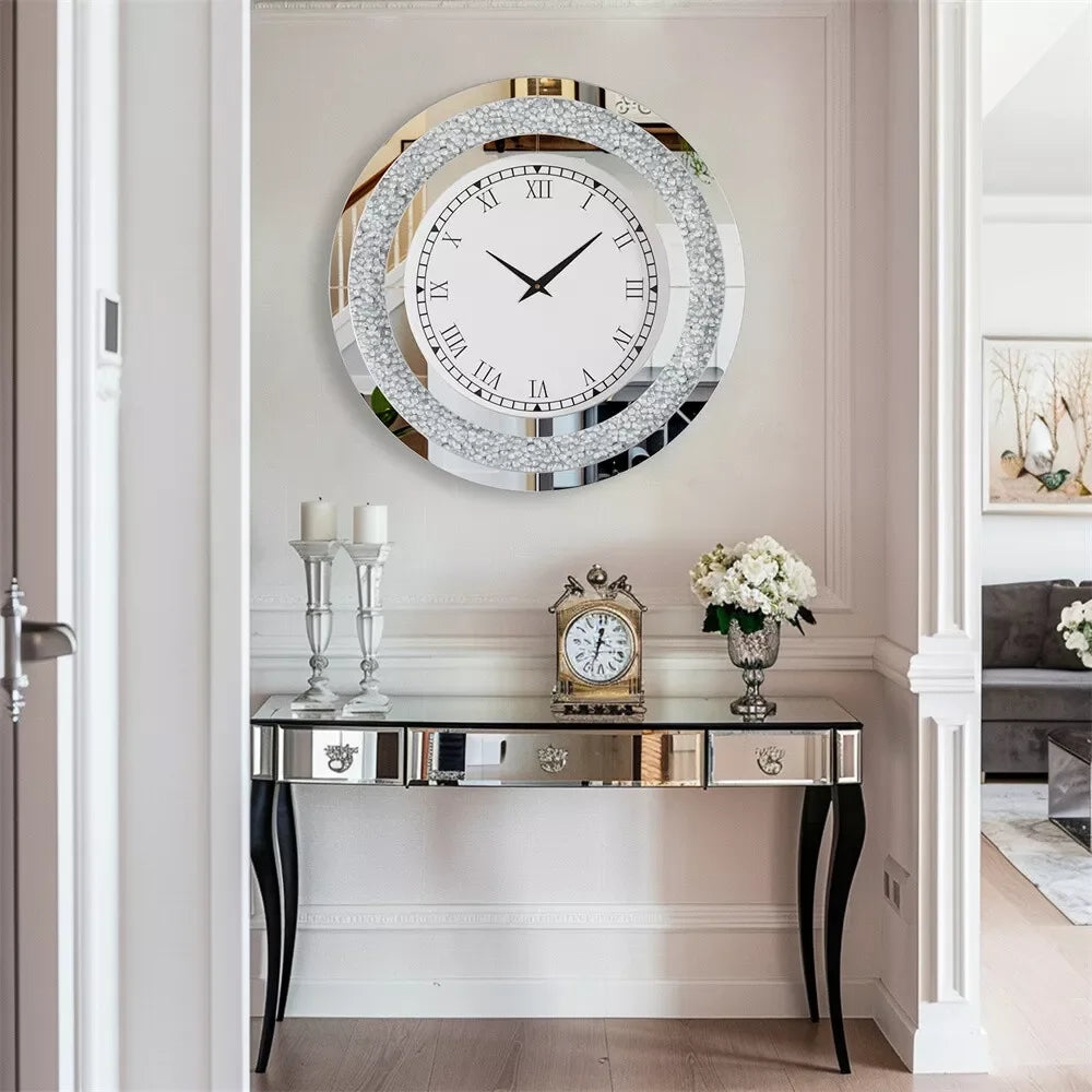 LUVODI 3D Diamond Crystal Wall Clock With Roman Numerals