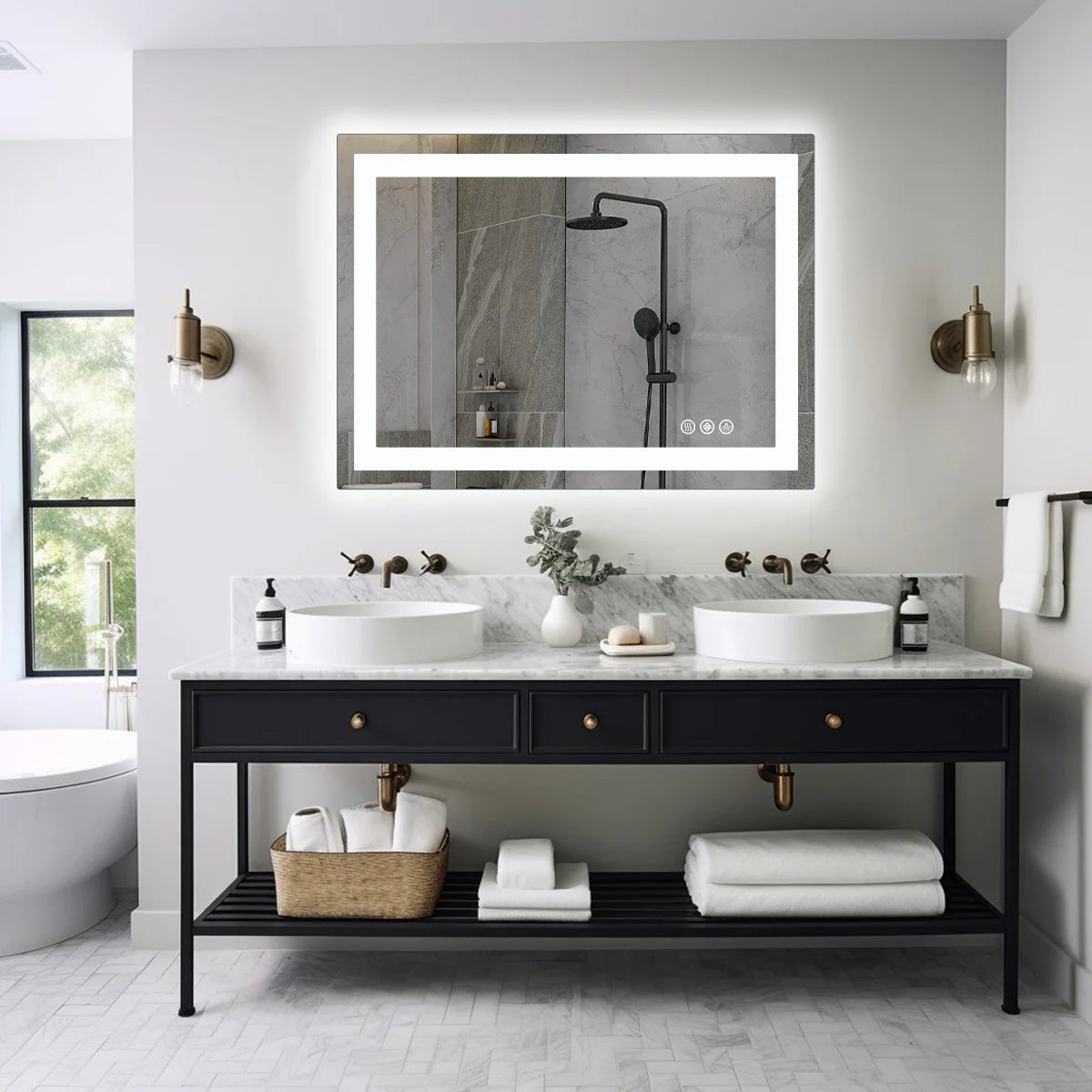 JHK LED Wall Mounted Bathroom Vanity Mirror With Memory Function