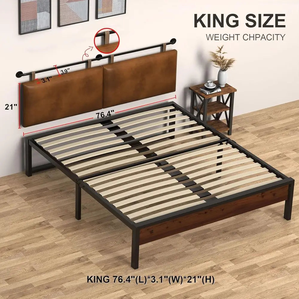 DAFIFY Wall Mount PU Leather Headboard With Industrial Pipe