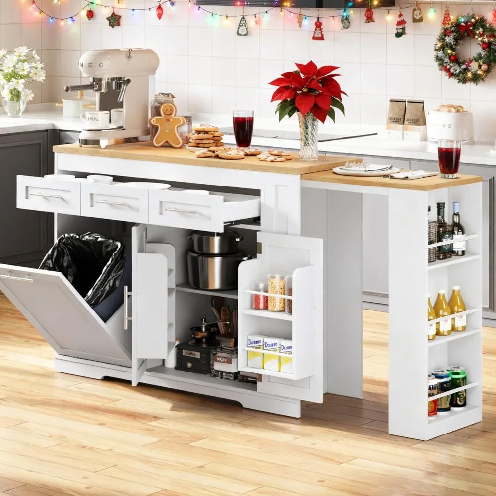 RBXC Concho Kitchen Island With Expandable Dining Table