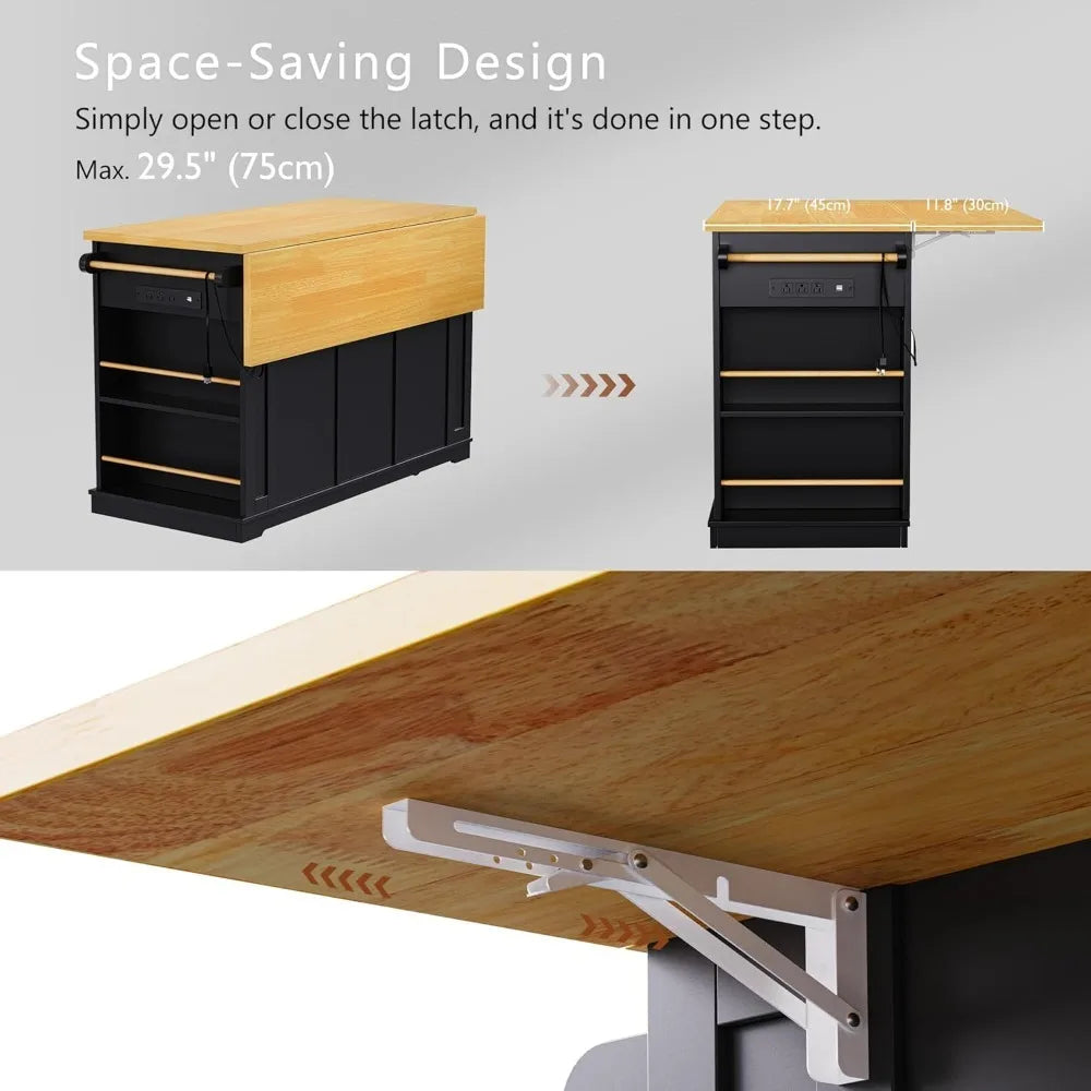 Kitchen Island With Storage On Wheels And Door Racks
