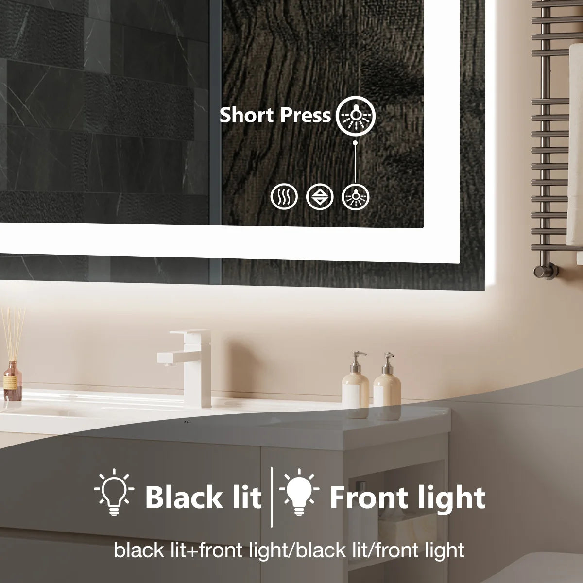 JHK LED Wall Mounted Bathroom Vanity Mirror With Memory Function