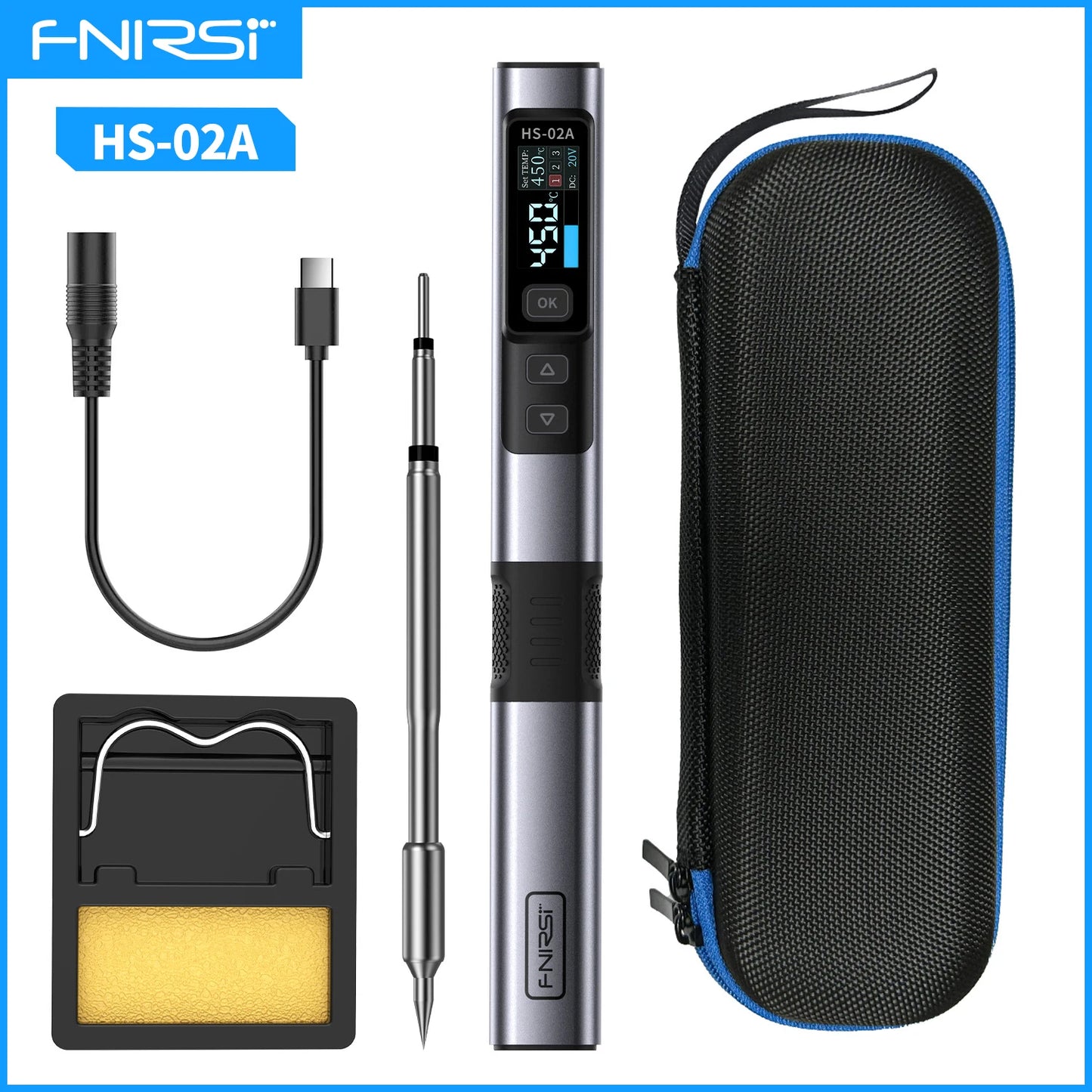 FNIRSIC HS-02 Adjustable Temperature Soldering Iron PD 100W Solder Rework Station 100-450 C