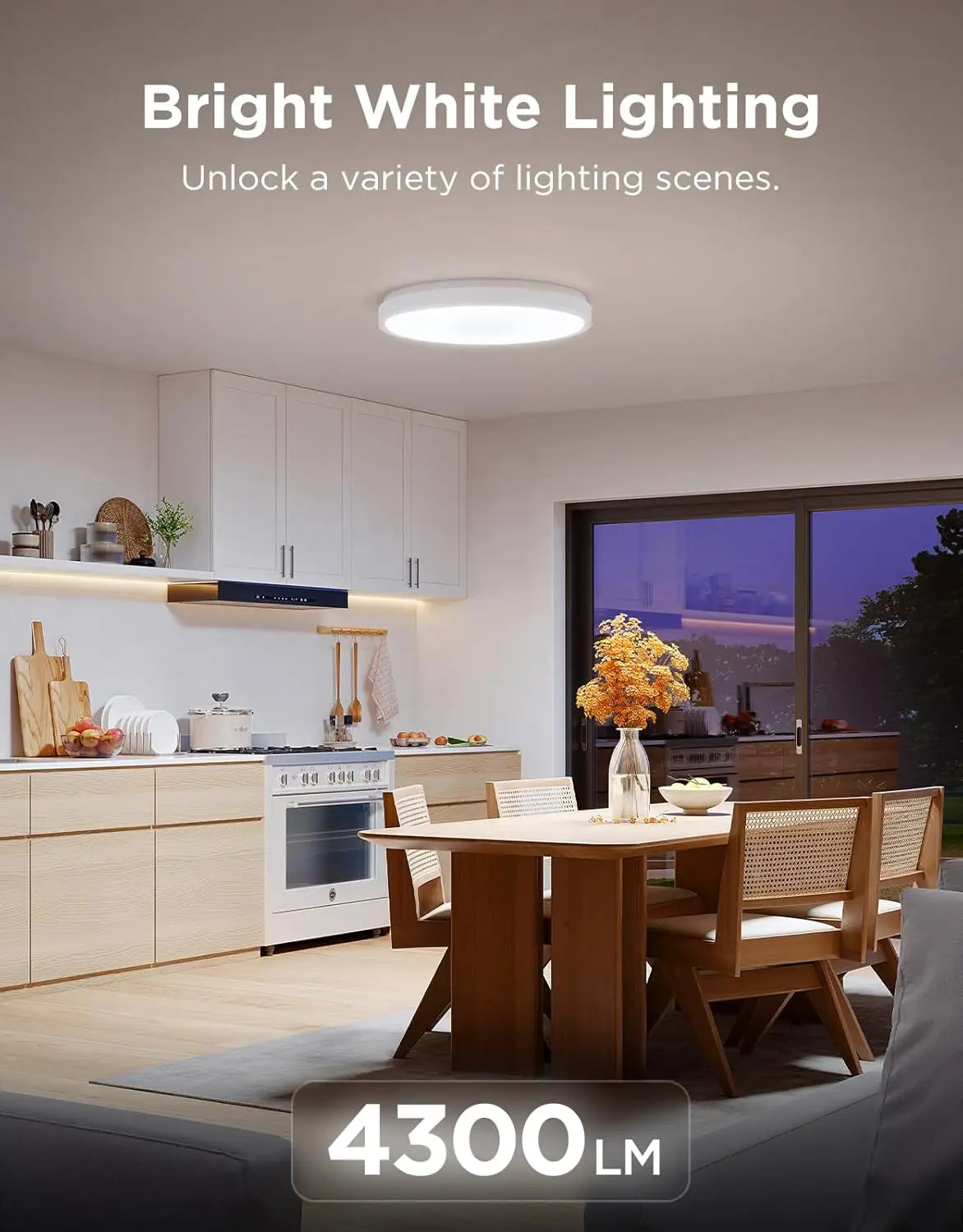 Smart RGBIC Ceiling Light 4300LM Matter Compatible Dimmable Flush Mount Fixture For Bedroom And Living Room