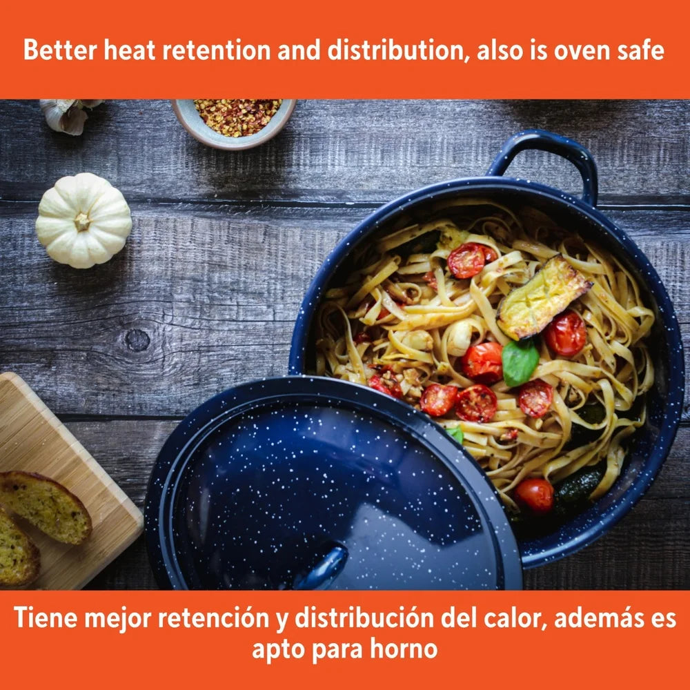 Enamel Stock Pot With Double Handles Oven Safe Durable Steel
