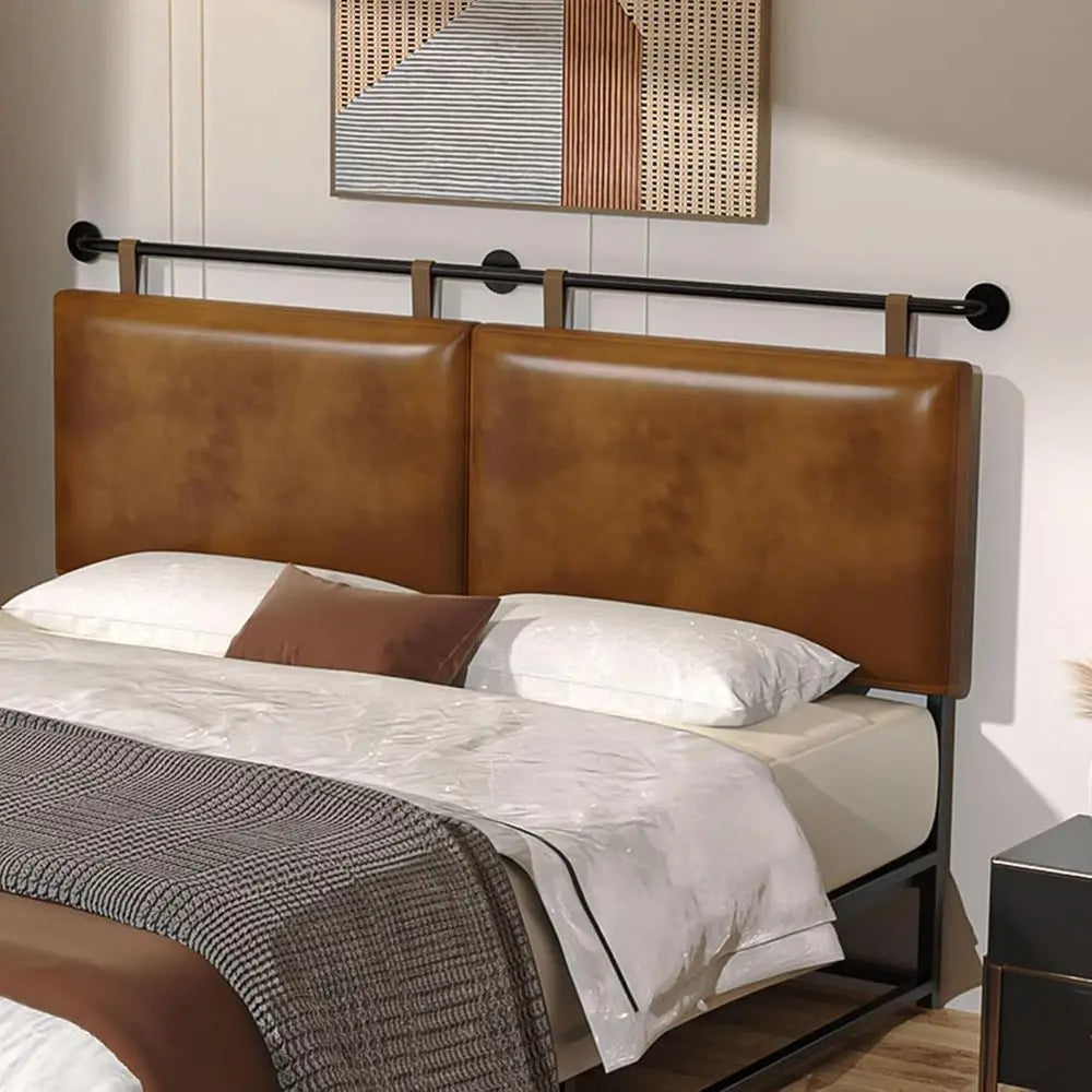 DAFIFY Wall Mount PU Leather Headboard With Industrial Pipe