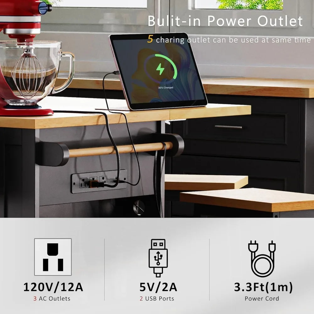 Kitchen Island With Storage On Wheels And Door Racks