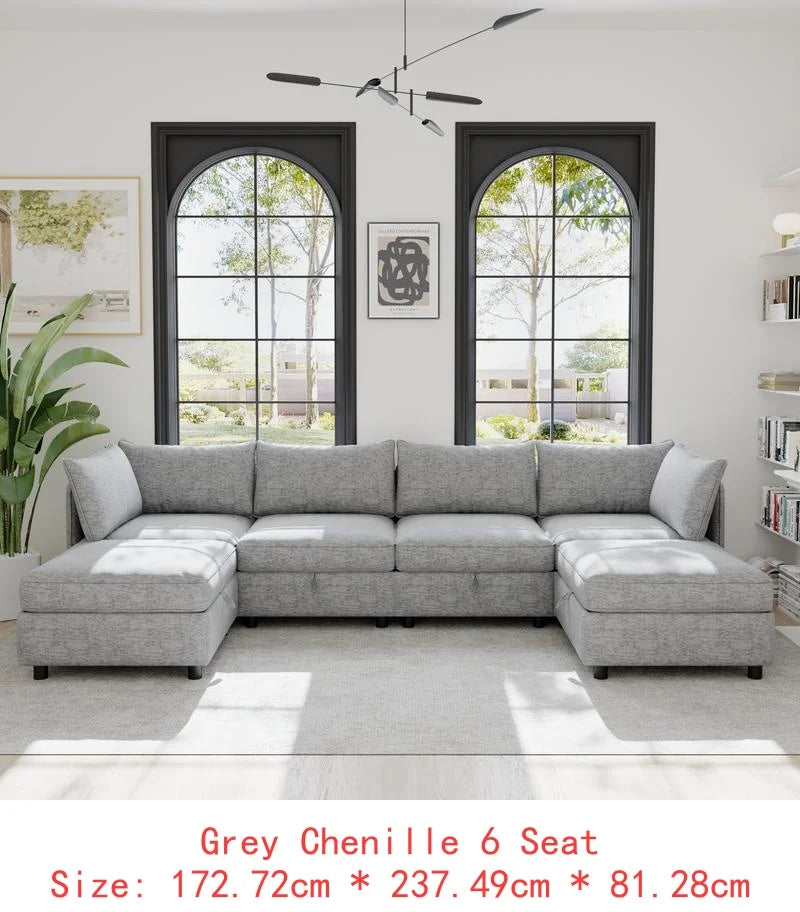 Modular Sectional Sofa Set With Storage For Living Room