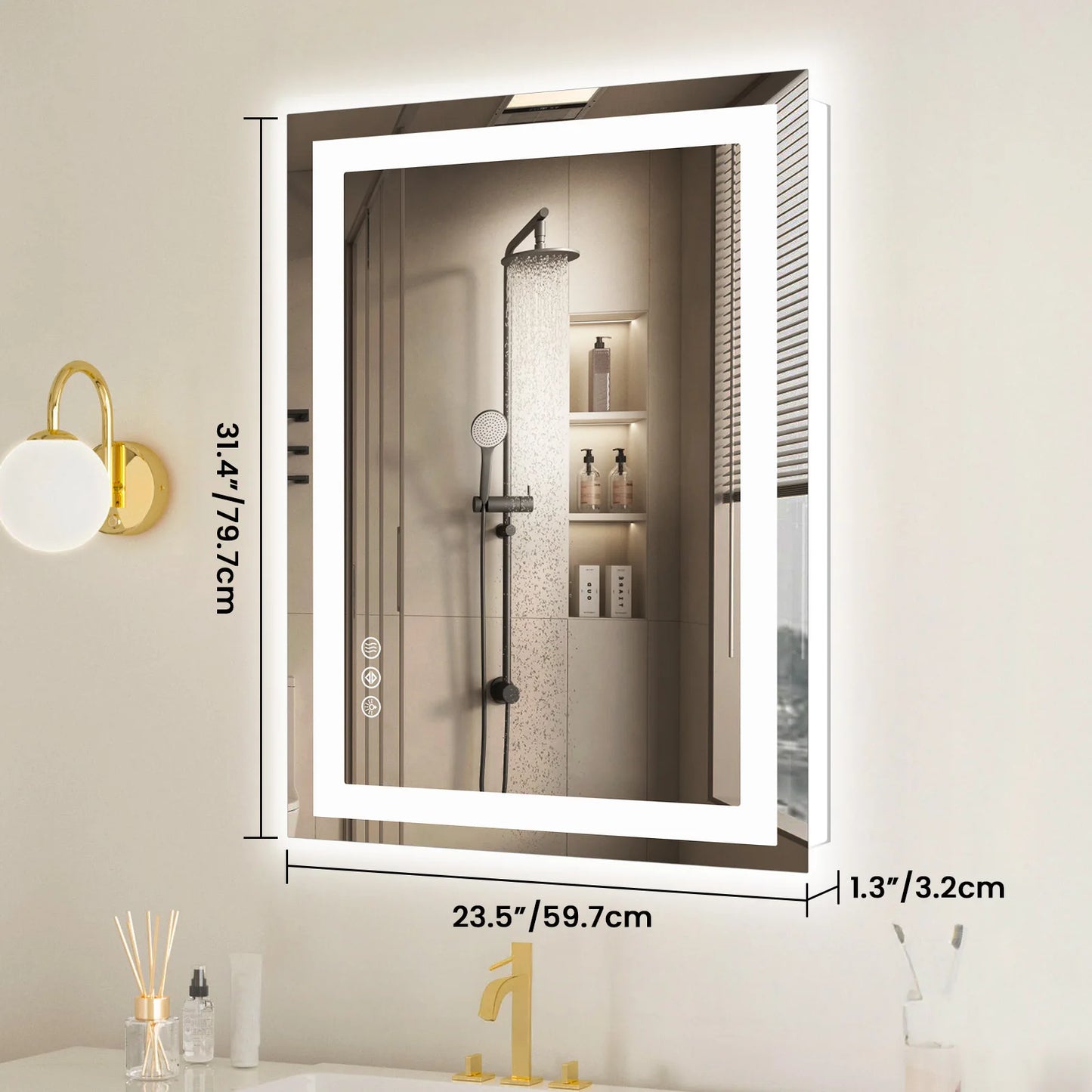 JHK LED Wall Mounted Bathroom Vanity Mirror With Memory Function