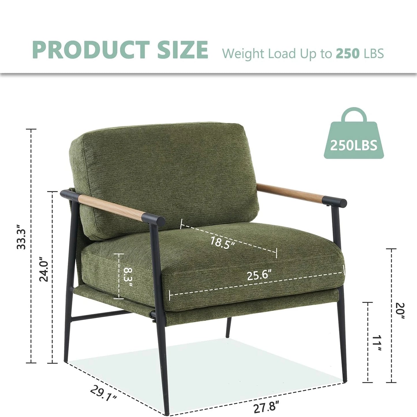 Todranic Chenille Accent Armchair Mid Century Modern Lounge Chair