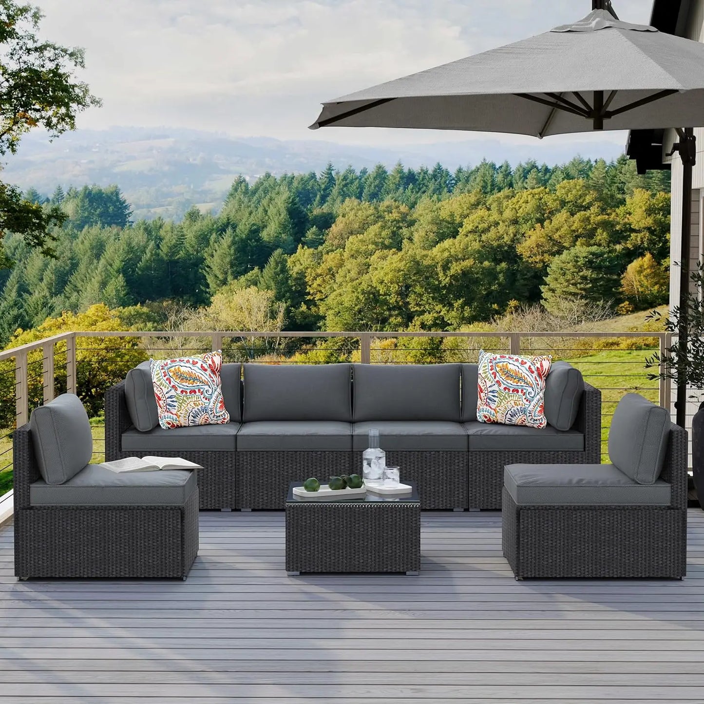 7 Piece Outdoor Patio Furniture Set Handwoven AllWeatherProofIndustrialGradeUltra Cushions