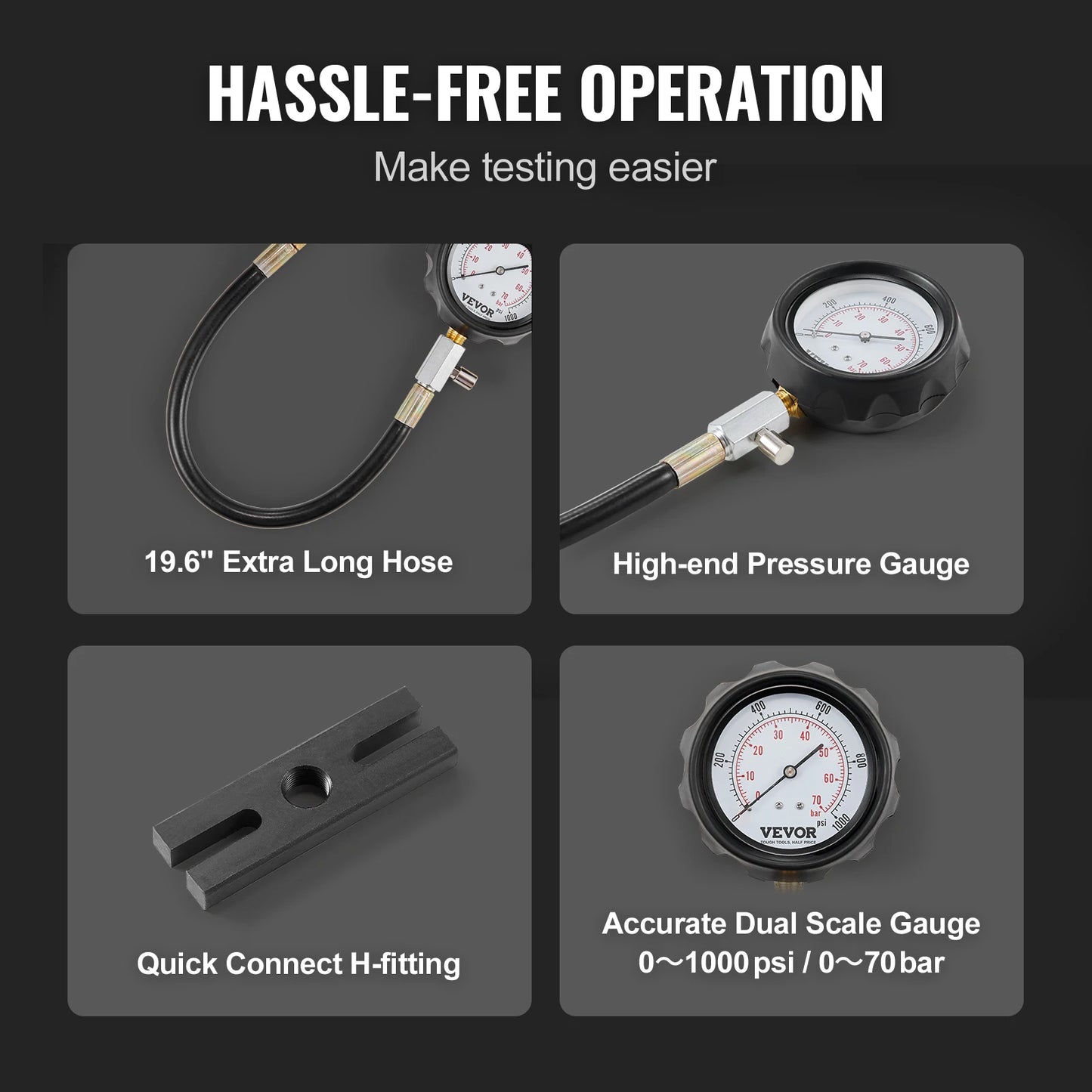 SucceBuy Diesel Engine Compression Tester 18 Piece Cylinder Test Kit
