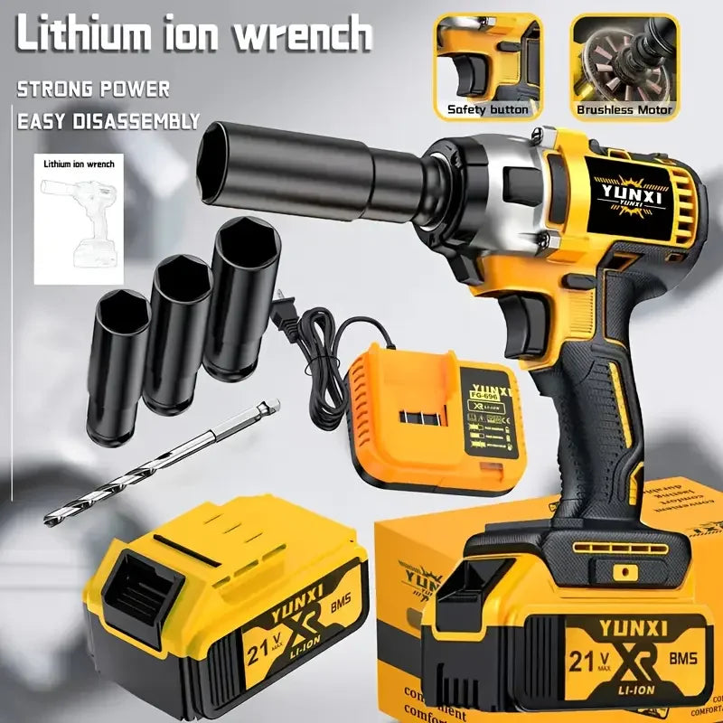 21V Wireless Impact Wrench High Torque 4000mAh Battery Rechargeable