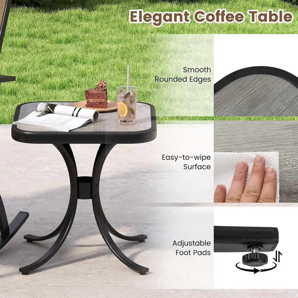 Outdoor Patio Rocking Set With 2 Chairs And Table
