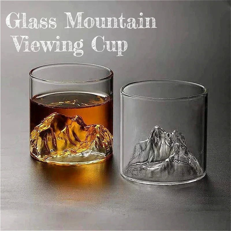 NONEDrinkware Glass Mountain Viewing Cup Mount Fuji Novelty Whiskey Cup